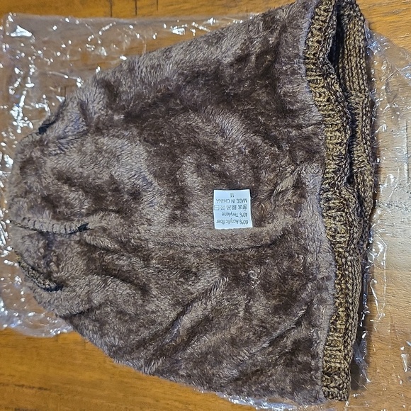 Knit Beanie Hat in Brown and Gray - Picture 3 of 3